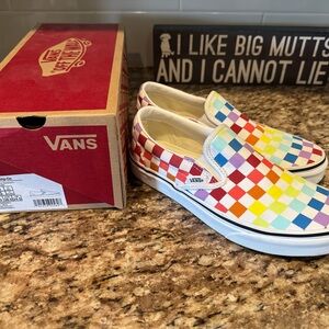 Vans Kids Multicolor Checkerboard Slip-On Sneakers
